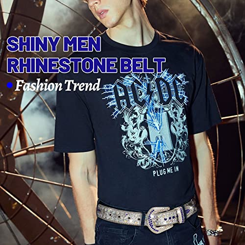 Image of SUOSDEY Women Men Rhinestone Belt Unisex Sequin Strap Bling Crystal Western Studs Glitter Luxury Belt for Jeans Pants Dress