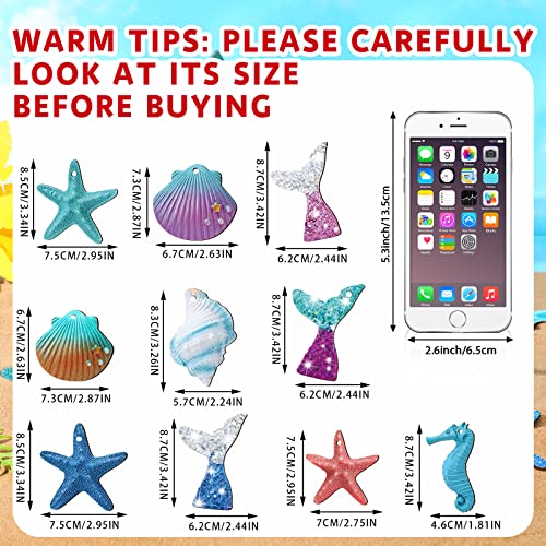 40 Pieces Beach Themed Christmas Ornaments Ocean Themed Decor Starfish Seashell Seahorse Hanging Decorations Nautical Christmas Tree Ornaments With Ropes For Home Wedding Party #TOP4