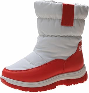 Botas de nieve gruesas de invierno para niños grandes, botas de algodón para estudiantes, botas de nieve para niños, botas de nieve de terciopelo grueso y lujosas botas, White, 33 EU