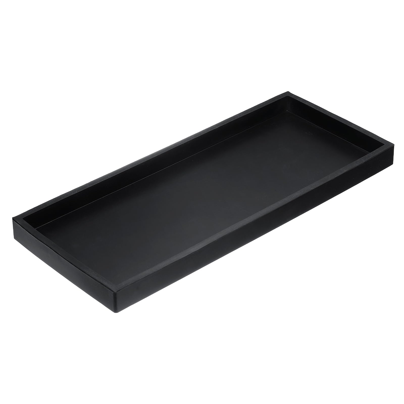 sourcing map Bathroom Vanity Tray, 11.8" x 5" Silicone Soap Dispenser Trays, Shatterproof Kitchen Sink Organizer for Soaps Keys Candle Trinket, Black