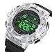 Gosasa Fashion Multifunction Watch for Men Big Dial Outdoor Sport Men's Digital Watches Date Casual Male Wristwatch Waterproof LED Back Light (White Black)