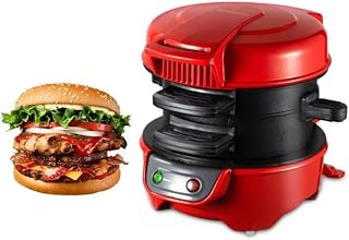 Generic Multifunctional Burger Press Machine, Sandwich Maker, Waffle Maker, Breakfast Machine for Home Use, Large, Red