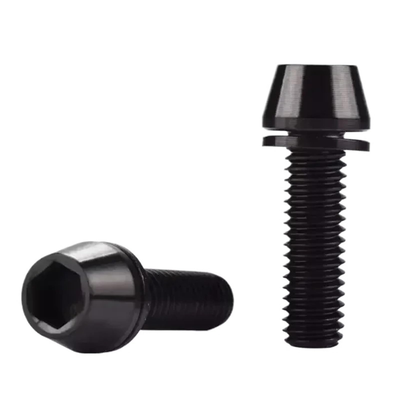 2-6 szt. śrub tytanowych M5 M6X16/18/20/25 z łbem stożkowym i podkładką uszczelniającą do mostka rowerowego(Black,6pcs,M6X25mm)