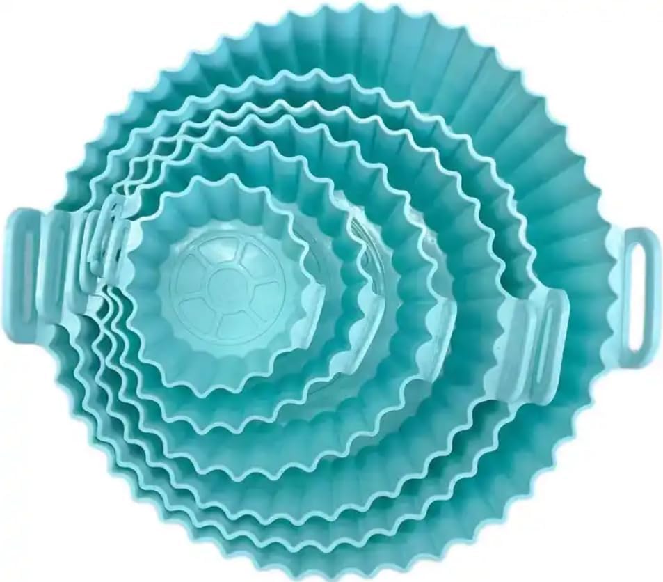 6 pcs. Reusable Air Fryer Silicone Pot Liners | Non-Stick Heat-Resistant Basket Baking Trays | Airfryer Oven Accessories | Dishwasher Safe | Multicolor | (Pack of 1)