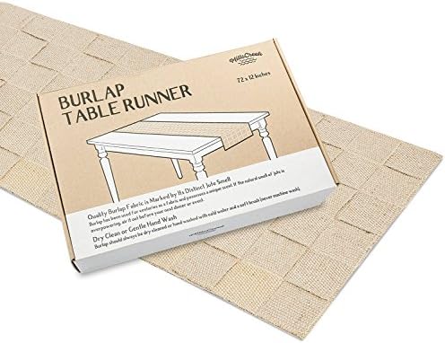 MillsCreek Burlap Table Runner - 100% All Natural Jute - Handmade - 72" x 12" - Premium High Density Fabric - No Fray, Tear RESISTANT - For Country Wedding Rustic Chic Vintage Decorations