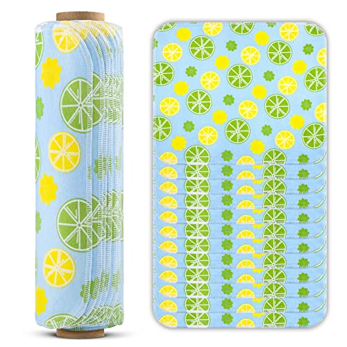 BOJUST Reusable Eco Napkins - 12 Washable Cotton Sheets | Zero Waste Kitchen Paper Towels (Light Lemon, 12 Towels)