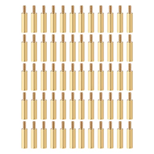 YOKIVE 100 Pcs M2.5 Standoff Screws, Brass Hex PCB Standoffs, Keep Height Consistent, Great for Motherboard (Gold Tone, 15mm+6mm)