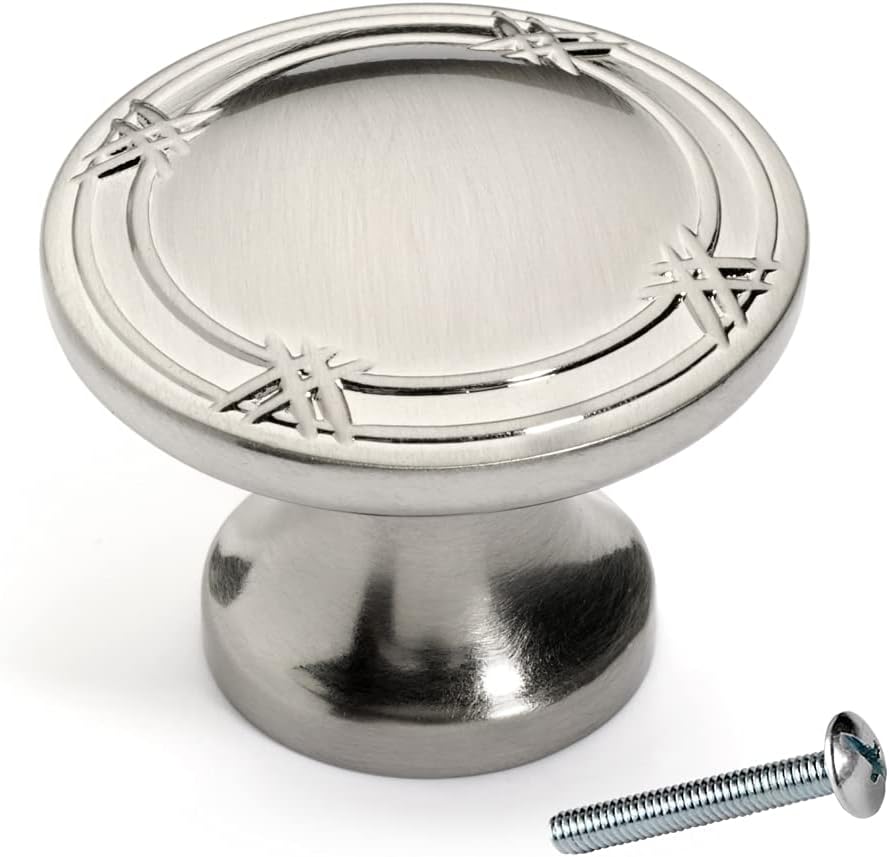 Dynasty Hardware K-4001-SN-25PK Ribbon and Reed Cabinet Hardware Knob, Satin Nickel, 25-Pack