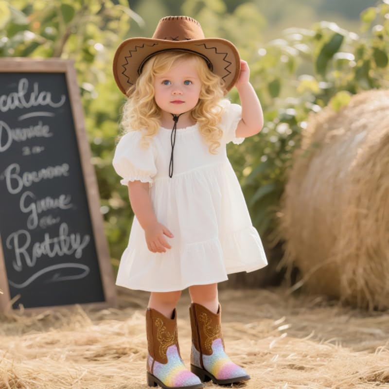 kkdom Cowgirl Boots Cowboy Boots For Girls Boys Kids Fashion Glitter Square Toe Western Boots3