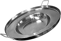 Vista 2 de Gran estilo mexicano Wok Comal Cazo plancha Freidora Chicharron Sartén profunda de acero inoxidable para Carnitas Panza Abajo 23" Paella