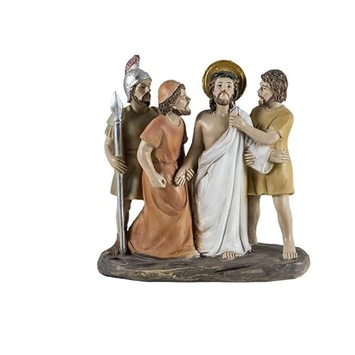 Rappresentazione del Bacio di Giuda in Resina Dipinta a Mano da 11 cm Multicolore Medidas: 11x5x11 cm