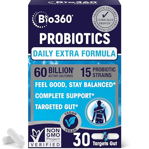 Extra Strength Probiotic for Digestive Health and Immune Support, 60 Billion CFU & 15 Strains, Gut...
