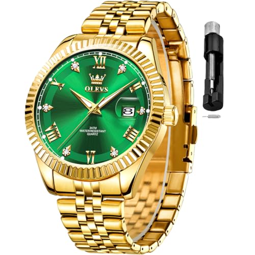 Image of OLEVS Classic Mens Watch Diamond Analog Luxury Watches Stainless Steel Waterproof Date Two Tone Luminous Watch for Men