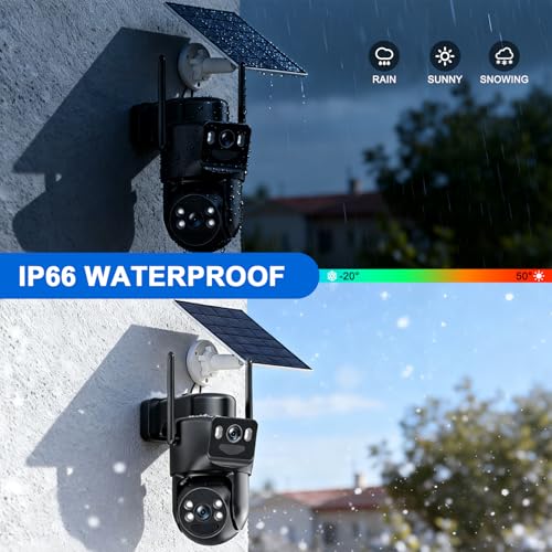 Dual Lens Solar Security Cameras Wireless Outdoor, 5G & 2.4G WiFi, 360° View Pan/Tilt Camera Surveillance Exterieur with 6MP Color Night Vision/2-Way Audio/Motion Detection/Spotlight Siren/Waterproof by Caluxe - Image 7