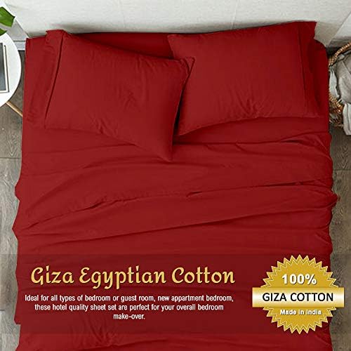 100% Giza Egyptian Cotton Split King Bed Sheets for Adjustable Beds 5 Piece Set, Ultra Soft, 16" Deep Pockets with All Around Elastic for a Snug Fit, Luxury Split King Size Bedding, Burgundy - Thumbnail 2