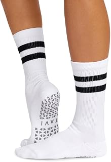 TAVI Kai Crew Grip Socks for Women - Pilates Socks with Non-Slip Grips, Arch Support - Wear for Yoga, Barre, Studio Workouts