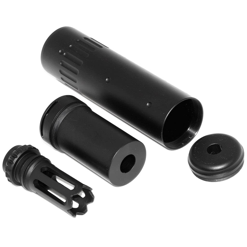 Silencieux Airsoft Stubby Killer Cyma 130x30mm – Métal, Filetage 14mm Horaire Et Anti-Horaire, Noir