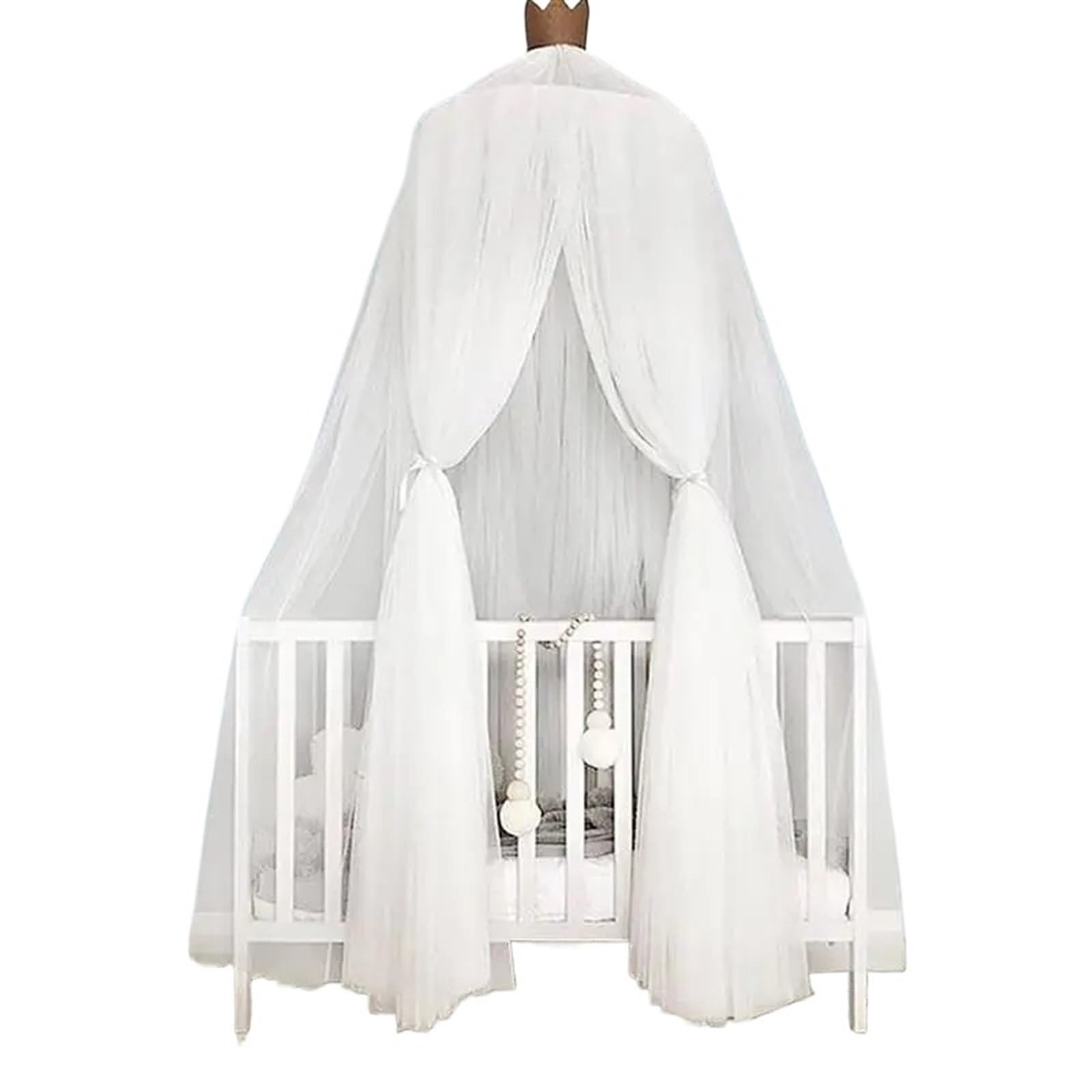 LSNNMU Bedding Mosquito Net Romantic Round Bed Cover Hung Dome Canopy For Bedroom For Bed(White)