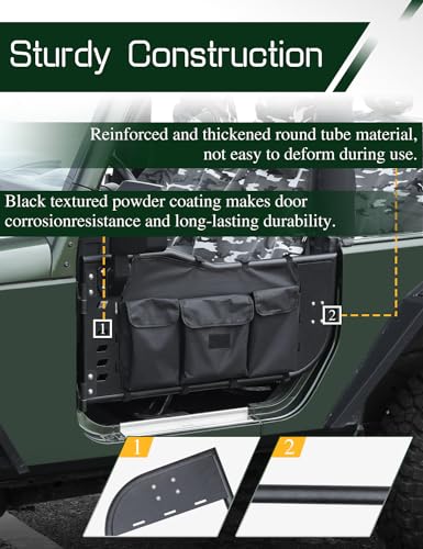 Image of JROAD Wrangler JK Tube Half Doors Off Road Tubular Summer Doors Fit for 2007-2018 Jeep Wrangler JK Unlimited 2-Door (exclude JL & JT Models)| Front Doors 2PCS |Door storage bag