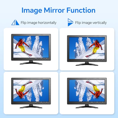 Image of Eyoyo 10.1 inch Security Monitor 1366x768 Resolution, Small HDMI Monitor Supporting HDMI VGA AV BNC USB Input, Small Screen with Built-in Speakers for PC CCTV Camera NVR(EM101AD)