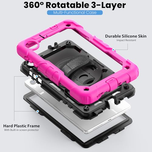 Étui rotatif Lenovo Tab M8 4e génération TB-301FU housse antichoc rose
