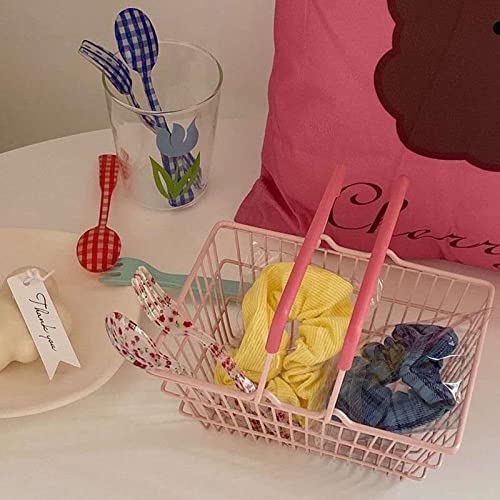 Luozzy Shopping Cart & Basket For Kids Mini Supermarket Handcart Kids Grocery Basket Small Storage Toy Dollhouse Pretend Play Toy For Boys Girls Toddlers, Pink - 5.31×3.74×5.9Inch/7.48×5.31×3.54Inch #TOP4