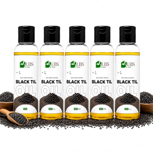 Image of Pure Black Sesame (Black Til) Oil 100% Extra Virgin Cold Pressed | Natural Carrier Oil for Hair, Scalp & Skin Care | Deep Moisturizing Hair Oil | 100ml (Pack of 5)