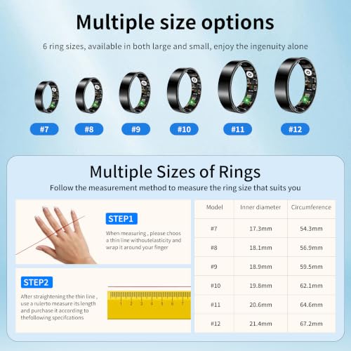 Image of Smart Ring Health Tracker for Women Men, Sleep Exercise Health Monitoring Wearable Ring, Real‑Time Tracking, iOS /Android Compatible, IP68 Waterproof, No Subscription, 5‑Day Battery (Rose Gold, 7)
