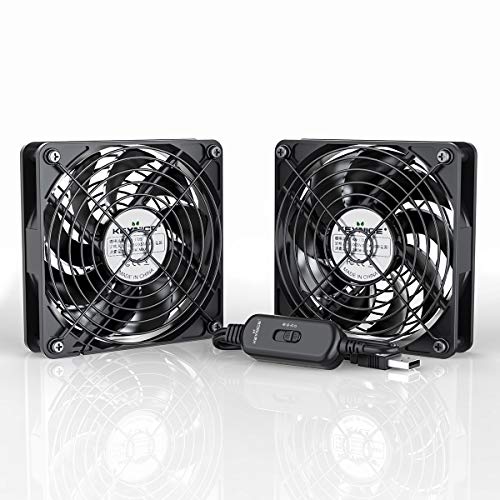 Dual 120mm USB Fan with 3 Speed Controller, KEYNICE DC 5V Powered Desk Fan for AV Receiver DVR Playstation TV Box Computer Cabinet Cooling