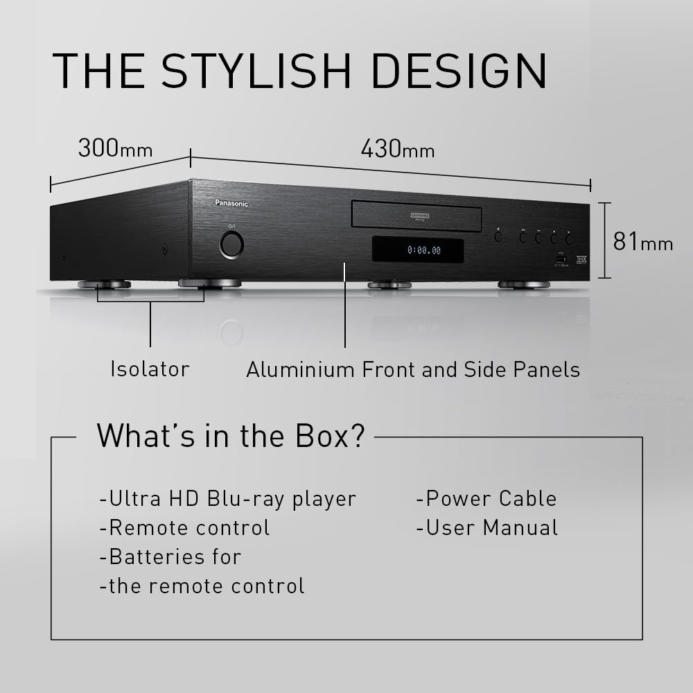 Panasonic DP-UB9004AG1 sw Blu-ray Player 4K,HDR,HDR10+,Dolby Vision,Alu-Geh?use 1 (DP-UB9004AG1)