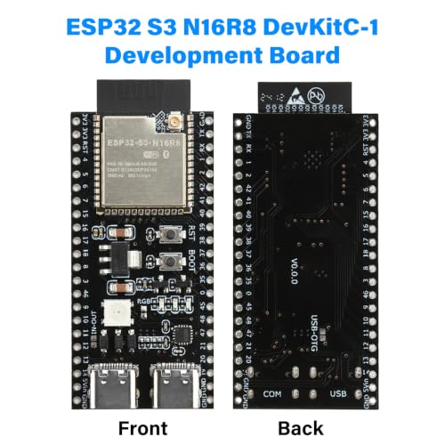Image of ESP32 S3 N16R8 DevKitC-1 Development Board, 2PCS ESP32-S3 with Dual USB Type-C, WiFi Bluetooth 5.0 for Arduino,Antenna + IPEX Cable (2 Pack)