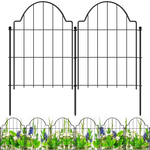 Decorative Garden Fences 17in x 10.3ft, 10 Pack Outdoor Fencing Animal Barrier Dog Border, Metal Wire Fence Panels for Garden Decor, Flower Bed Edging Borders for No Dig Patio Yard
