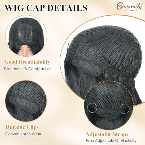 Image of Creamily Natural Black Long Straight Wig For Women,Heat Resistant Synthetic Hair Wig For Woman For Daily Use 18 inches