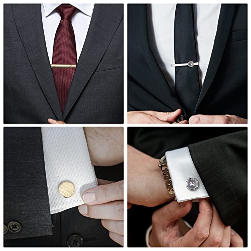 Image of UJOY Mens Tie Clip and Cufflink Set 12 PCS, Shirts Necktie Bar Pins Cuff Link Buttons, Wedding Businesss Gift for Men