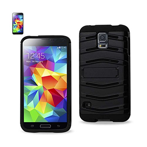 Reiko Wireless Fish Bone Pattern Hybrid Case for Samsung Galaxy S5 with Horizontal Kickstand - Black