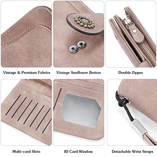 Bostanten Womens Wallet Leather Large Capacity Wristlet Clutch Purse Credit Card Holder Purple Pink #TOP4