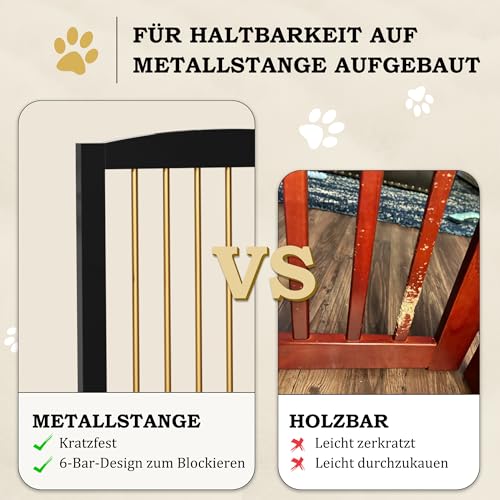 Absperrgitter Hund,Schutzgitter Holz, Freistehendes Hundeabsperrgitter Türgitter Treppengitter Schutzgitter Hund Faltbar Weiß… – Ansicht 5