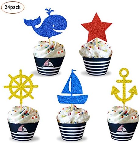 Glitter Nautical Cupcake Topper