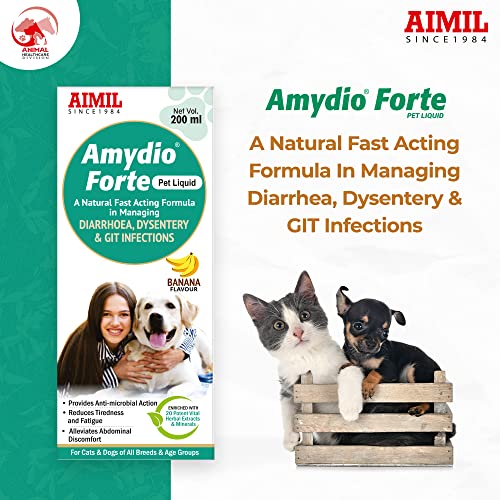 Image of AIMIL Amydio Forte Pet Liquid | Herbal Medicine For Diarrhoea, Dysentery & GIT Infections For Dogs & Cats | 200ml