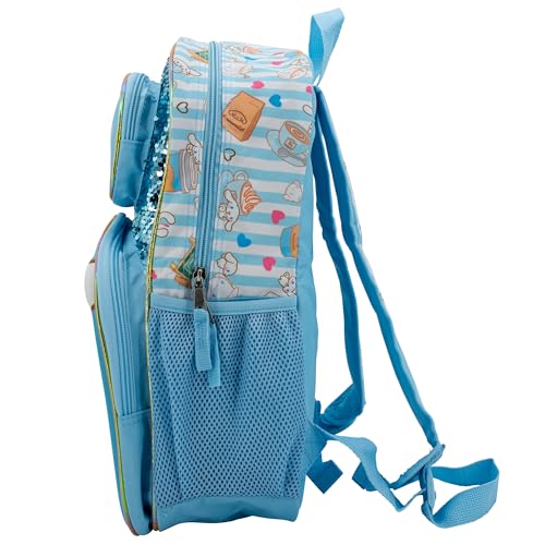 AI ACCESSORY INNOVATIONS Sanrio’s Hello Kitty Backpack for Girls, 16 Inch Cinnamoroll, Kawaii School Bag with Flip Sequins & 3D Molded Front Pocket, Blue3