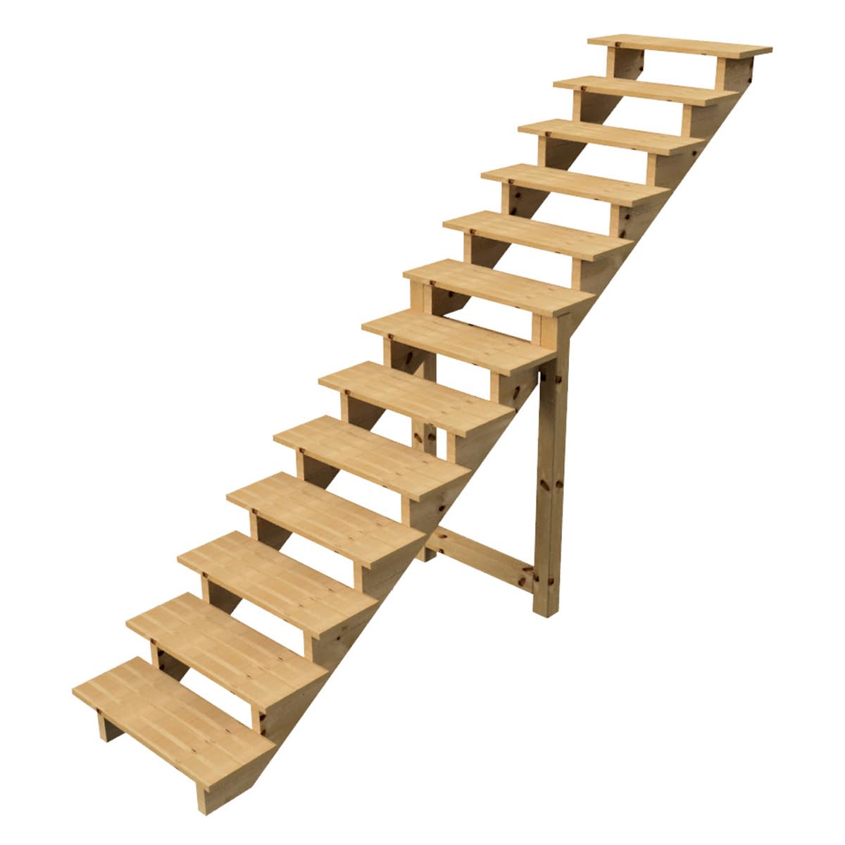 Escalier extérieur H224cm - 13 marches Bois D29cm, L80cm SANS Marches