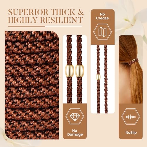 Image of FORENEE Hair Ties No Damage - 20PCS Ponytail Holders - Elastic Hair Ties for Thick Hair - Braided Hair Bands for Women Girls's Hair - Brown