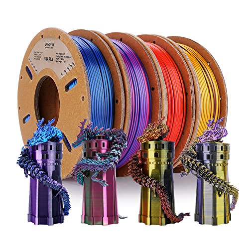 Image of ERYONE PLA Filament 3D Printer Filament Bundle Multicolor 1.75mm + /- 0.03mm, PLA Filament 250g Spool, 4 Rolls, Silk Triple Color 2
