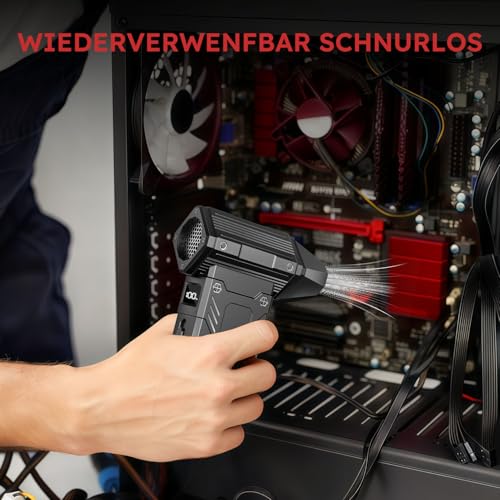 Anruzon Electric Air Duster, 350000RPM Super Power Elektrische Staubgebläse mit 12000 mAh Akku Compressed Air Duster, 8-Gang Air Duster Luftdruckspray Staubgebläse für Computer, Haus, Outdoor und Auto