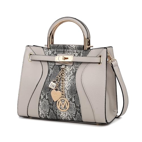 MKF Collection Bolsa feminina, bolsa de mão de couro vegano, alça superior, bolsa de mão da Mia K, Cayden cinza claro, Medium
