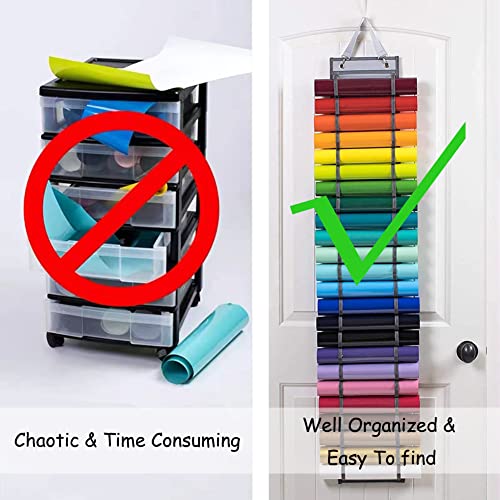 Vinyl Roll Holder, Double-Sided Wall-Mount Organizer with 24 Compartments, Craft Vinyl Storage - Image 5