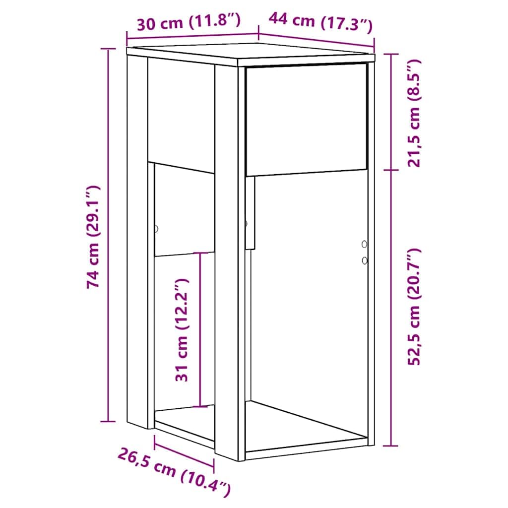 Computerschrank mit Schublade Schwarz aus Holzwerkstoff 30x44x74 cm, Stauraum für Computergehäuse, Kabel und Büroorganisation, ideal für Home Office und Arbeitszimmer