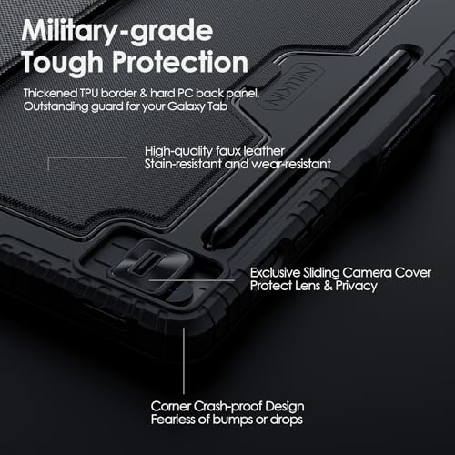 Image of Nillkin for Samsung Galaxy Tab S10 FE Plus 13.1 inch Case with Detachable Keyboard, 7-Color Backlit, Trackpad, S Pen Holder, Rugged Keyboard Case for Samsung Tablet S10 FE+, Portrait /Landscape Modes
