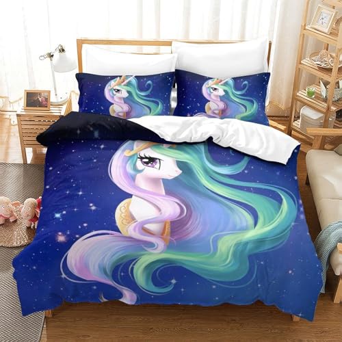Housse de couette licorne super king 260x220 cm en microfibre douce
