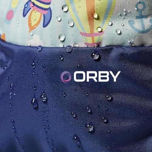 Image of ORBY Lunch Bag Car Balloon Blue | Water-Repellent Durable Fabric | Tiffin Bag with Bottle Holder & Front Pocket | Strong Zipper & Spacious Meal Storage (Car and Balloon Pattern, Blue)